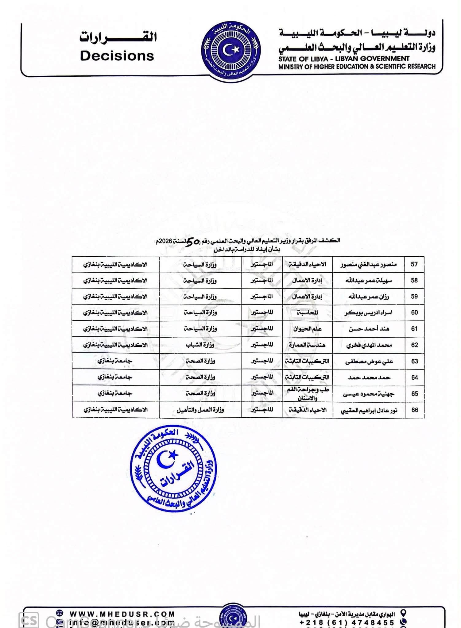 قراراً بإيفاد 66 لسنة 2026م - Page 1